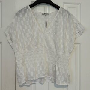 Madewell V-Neck Smocked Waist Top